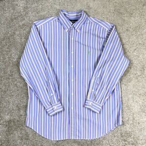 Mens Polo Ralph Lauren Purple Striped Button Down Dress Shirt 16.5 32/33 Classic
